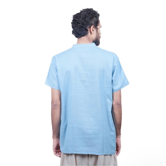Isha life Men Sky Aum Kurta - Organic Cotton - Picture 4 of 5